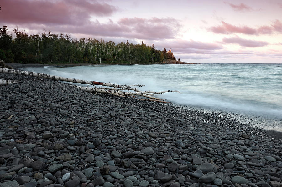 Pebbles Photograph - Sunrise At Lake Superior, Split Rock #2 by Christian Heeb