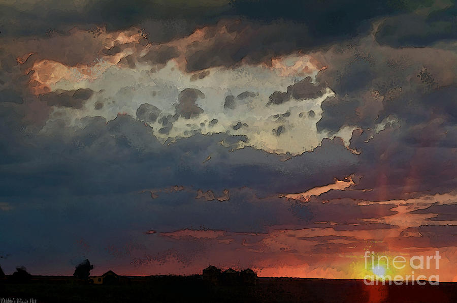 Nature Photograph - Sunset after a thunderstorm photoart #2 by Debbie Portwood