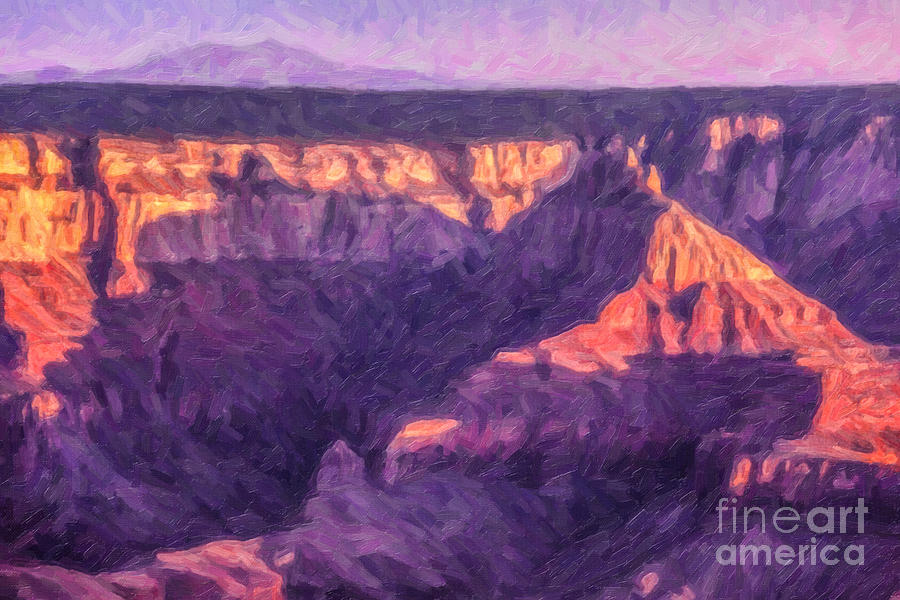 Sunset North Rim Grand Canyon Digital Art by Liz Leyden