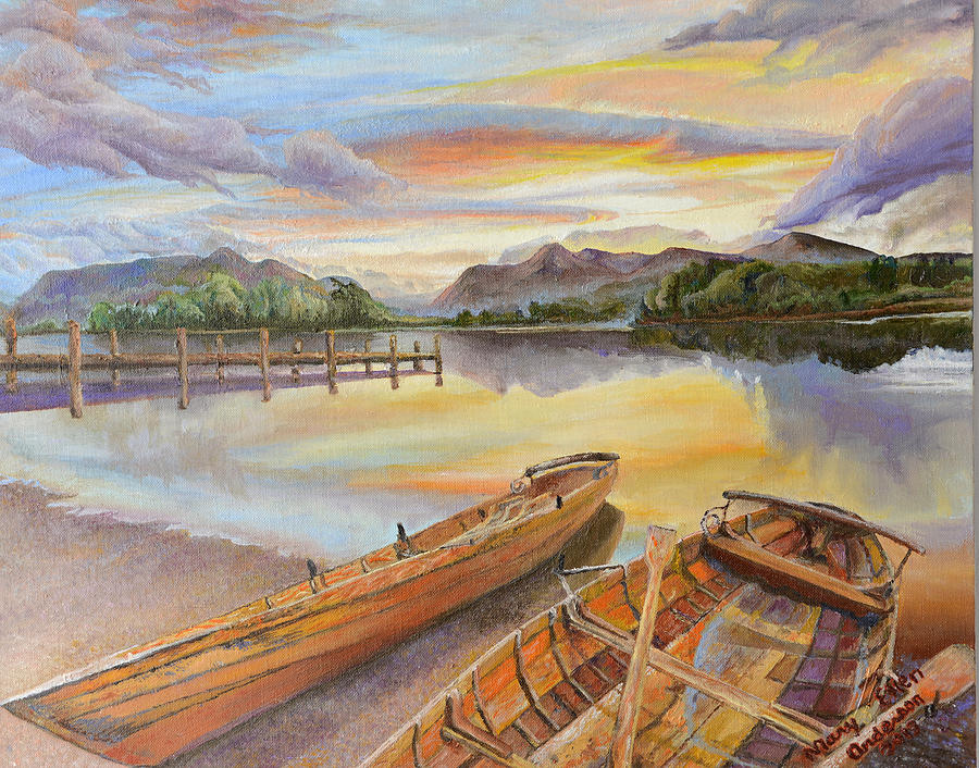 Sunset Painting - Sunset Over Serenity Lake #2 by Mary Ellen Anderson