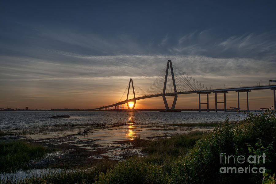 Sunset over the Bridge Photograph by Dale Powell