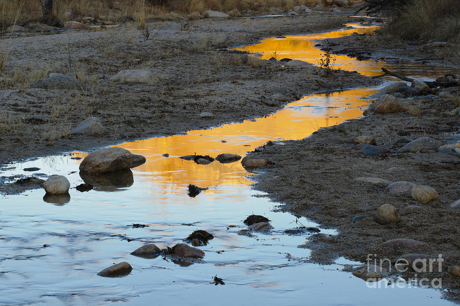 Sunset Reflected In Stream, Arizona #2 Photograph by John Shaw