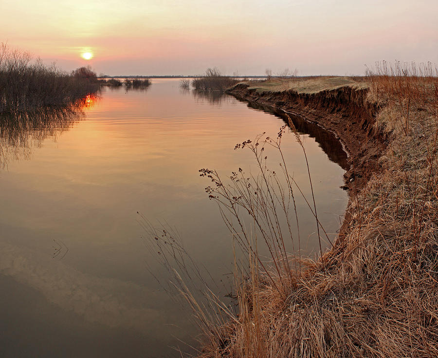 Sunset  river panorama #2 Photograph by Vitaliy Gladkiy