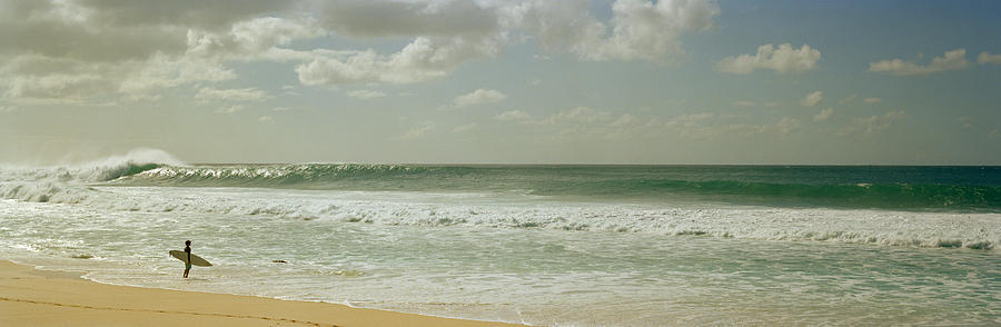Surfer Standing On The Beach, North #2 Photograph by Panoramic Images
