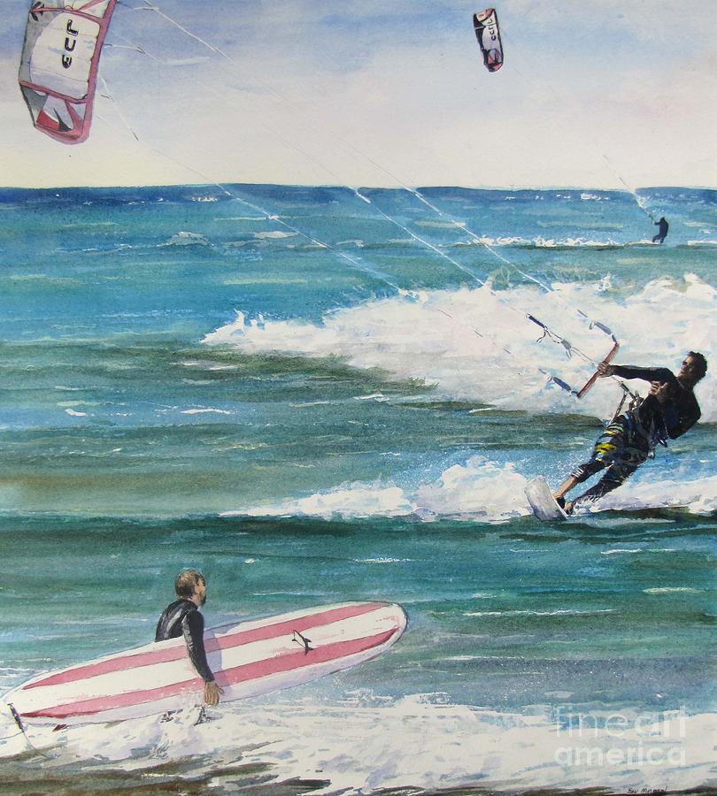 Sports Painting - Surfs Up #2 by Bev Morgan