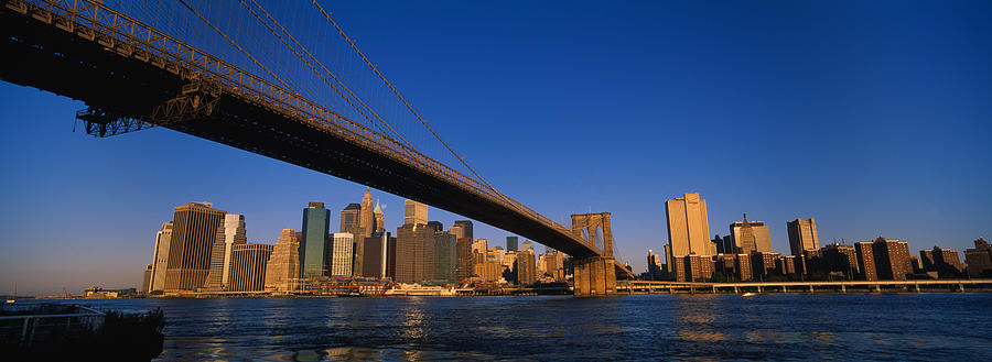 Brooklyn Bridge Photograph - Suspension Bridge Across A River #2 by Panoramic Images