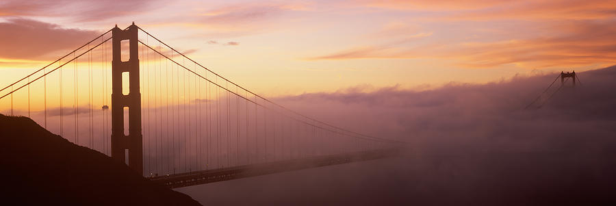 Suspension Bridge Covered With Fog Photograph by Panoramic Images - Pixels