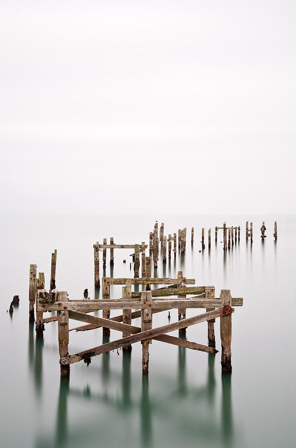 Landscape Photograph - Swanage Old Pier long exposure landscape #2 by Matthew Gibson