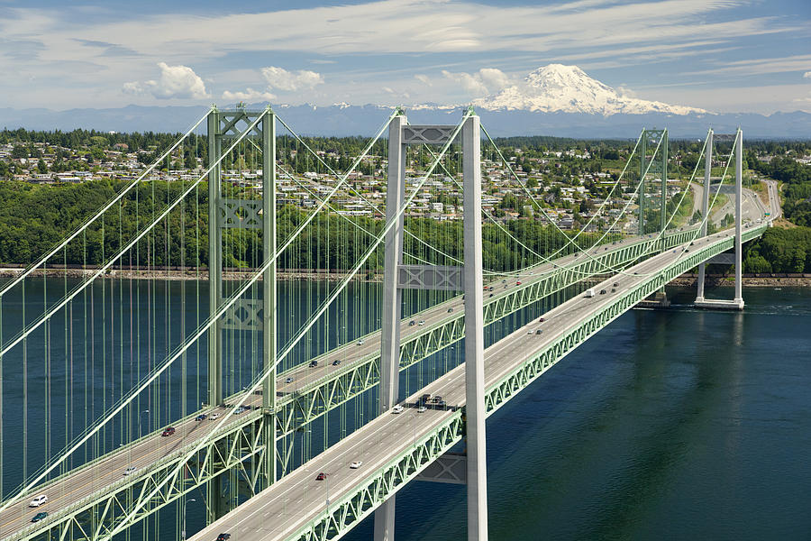 Tacoma Photograph - Tacoma Narrows Bridge, Tacoma #2 by Andrew Buchanan/SLP
