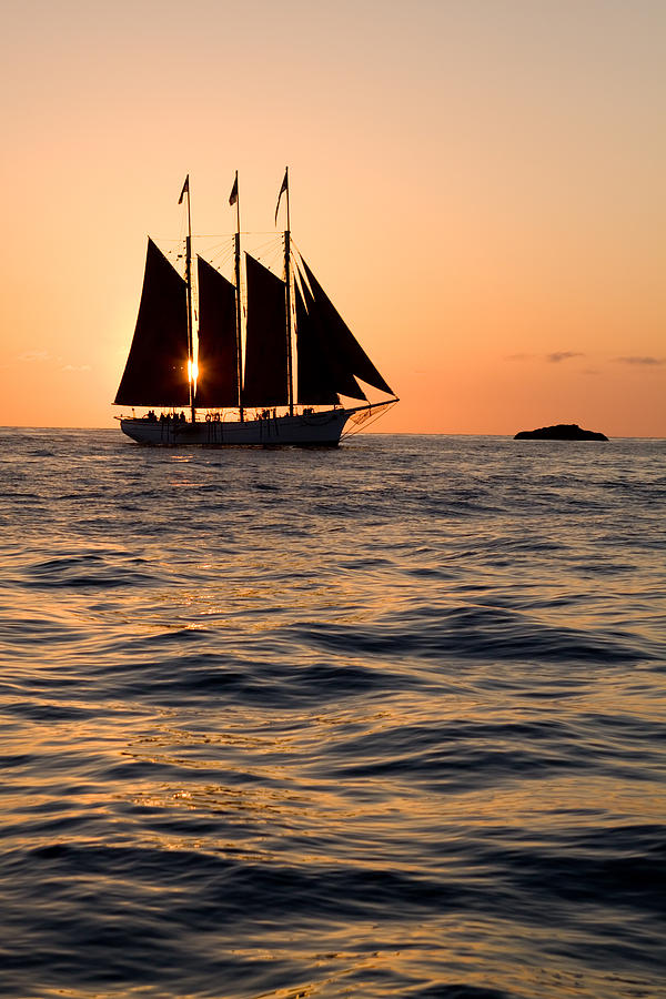Tall ship at sunset #2 Photograph by Cliff Wassmann