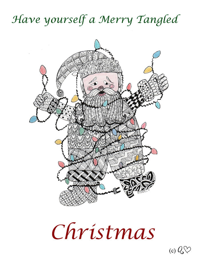 Tangled Santa #1 Drawing by Quwatha Valentine