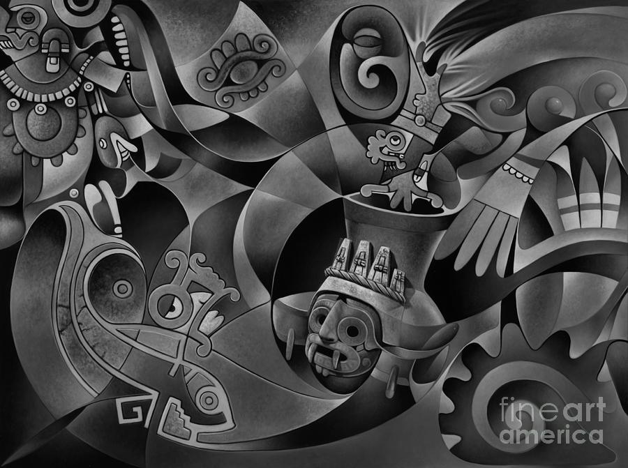 Tapestry of Gods - Tlaloc #2 Painting by Ricardo Chavez-Mendez