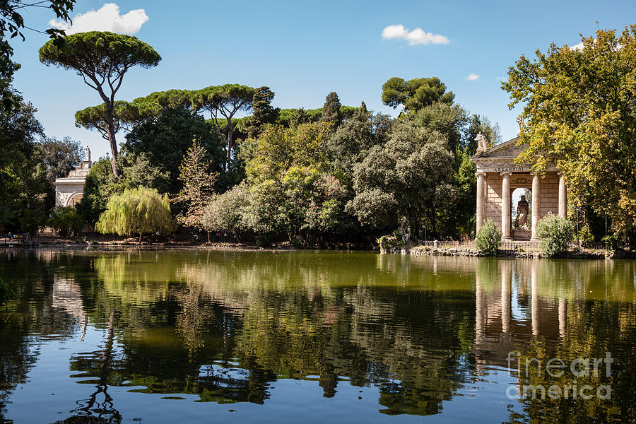 Temple of Aesculapius and lake in the villa borghese gardens in  #2 Photograph by Peter Noyce