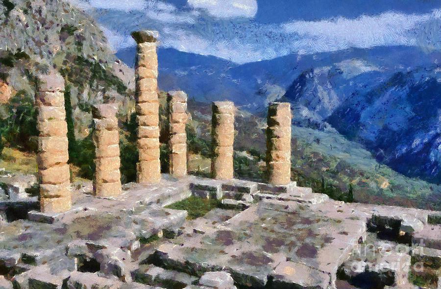 Temple of Apollo in Delphi #5 Painting by George Atsametakis