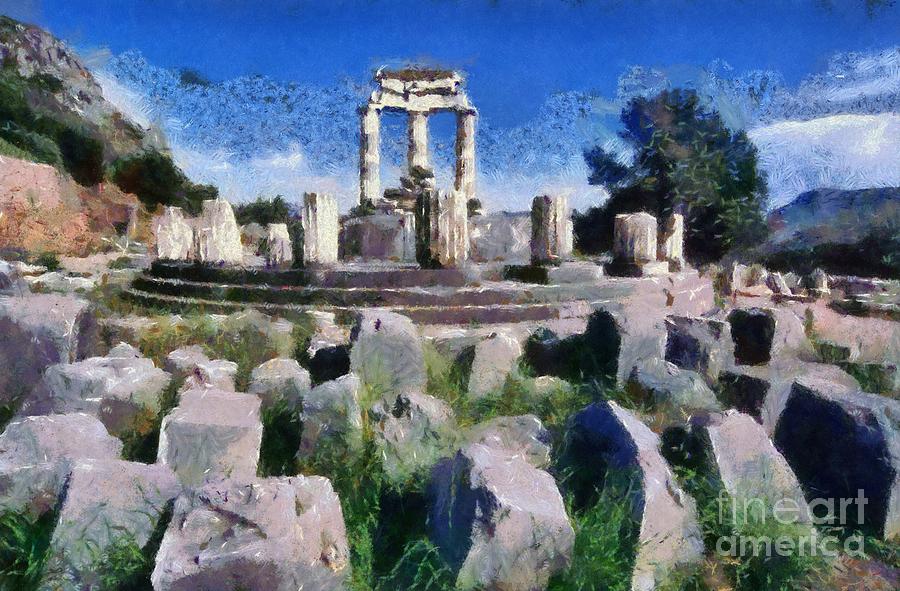 The Tholos at the temple of Athena Pronaia in Delphi IV Painting by George Atsametakis