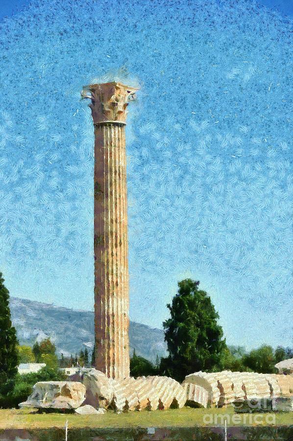 Temple of Olympian Zeus  #7 Painting by George Atsametakis