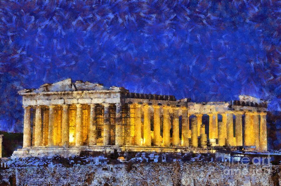 Temple Of Parthenon Painting By George Atsametakis Pixels