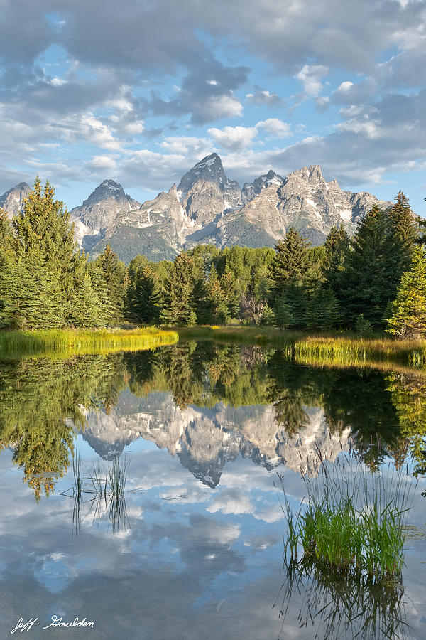 Teton Range Reflected in the Snake River #1 Photograph by Jeff Goulden