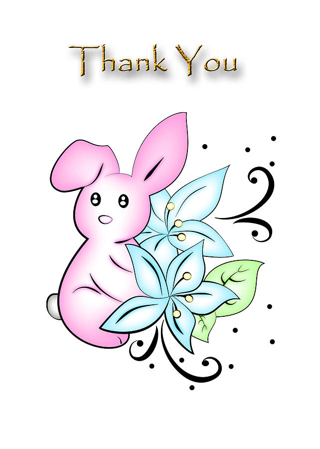 Thank You Bunny Rabbit Digital Art by Jeanette K