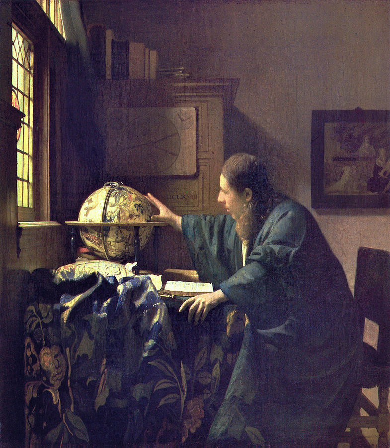 Globe Painting - The Astronomer #2 by Johannes Vermeer
