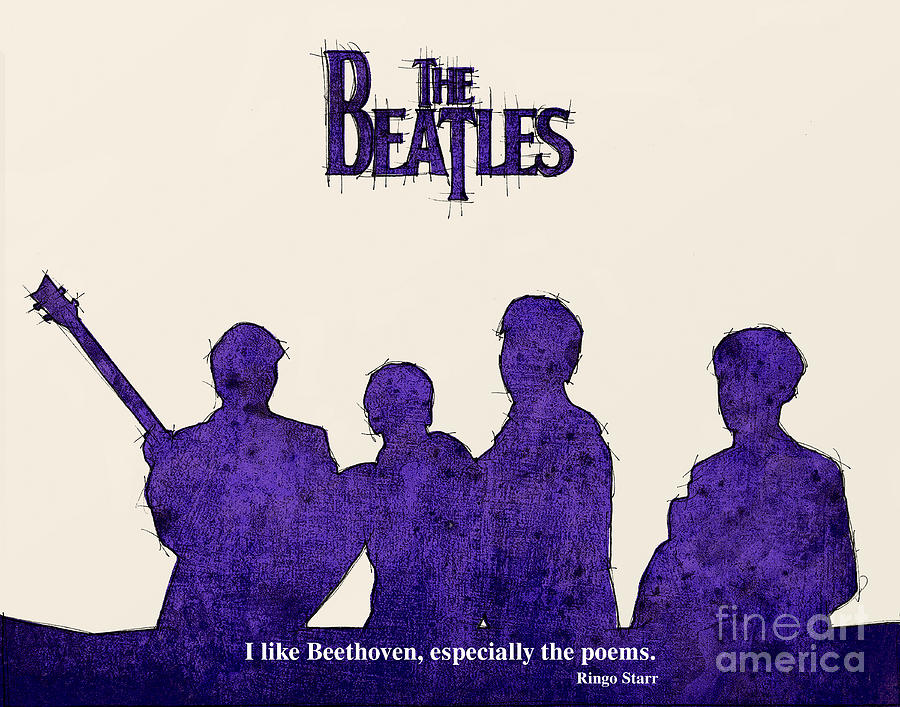 The Beatles Portrait Ringo Starr Quote Mixed Media by