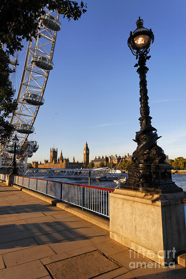 London Photograph - The British Airways London Eye and Big Ben in London England #2 by Robert Preston