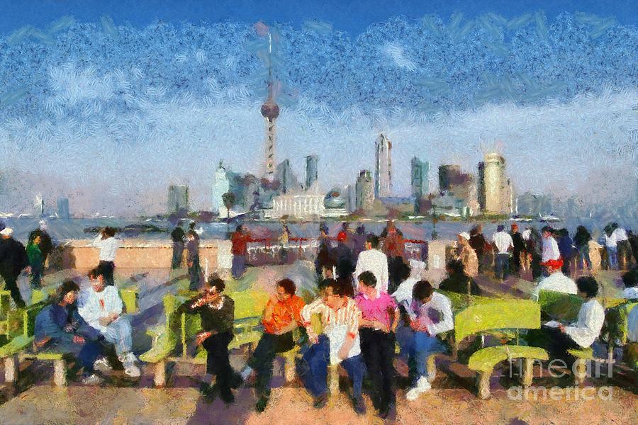 The Bund in Shanghai #2 Painting by George Atsametakis
