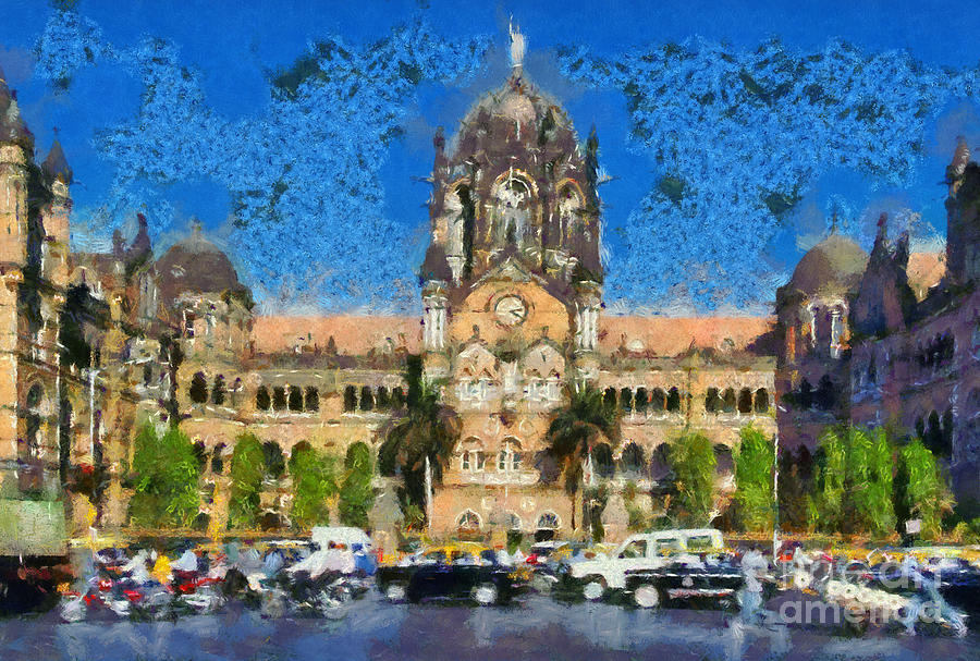 The Chatrapathi station in Mumbai #1 Painting by George Atsametakis