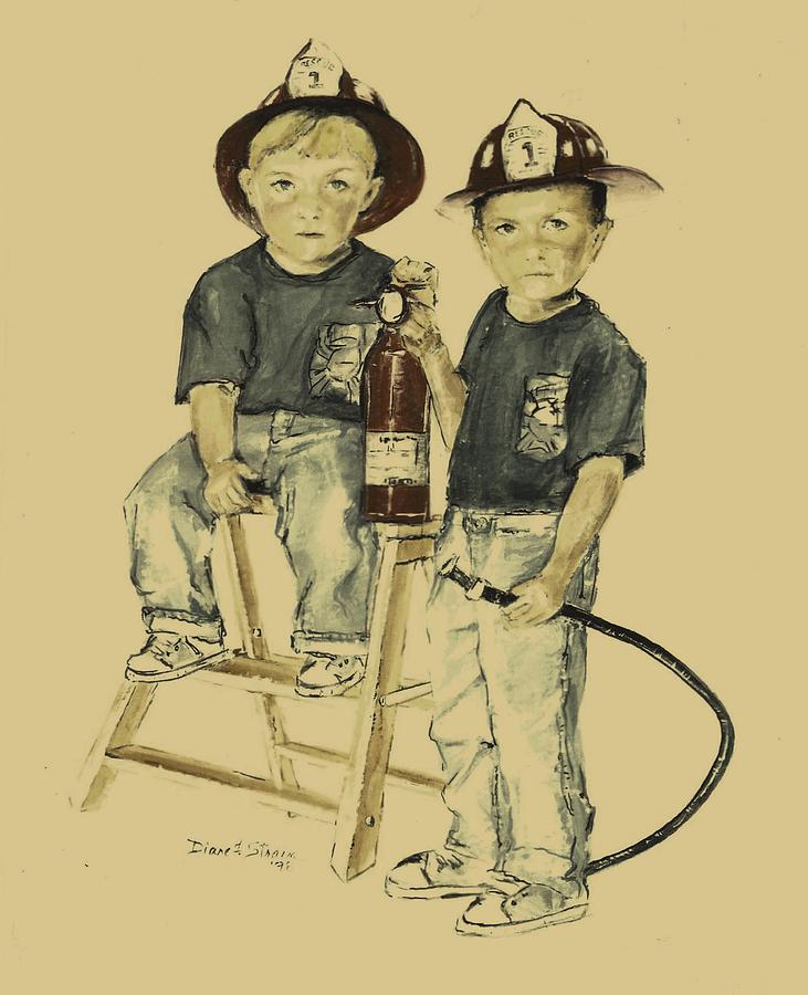 The Firefighters Sons Painting by Diane Strain