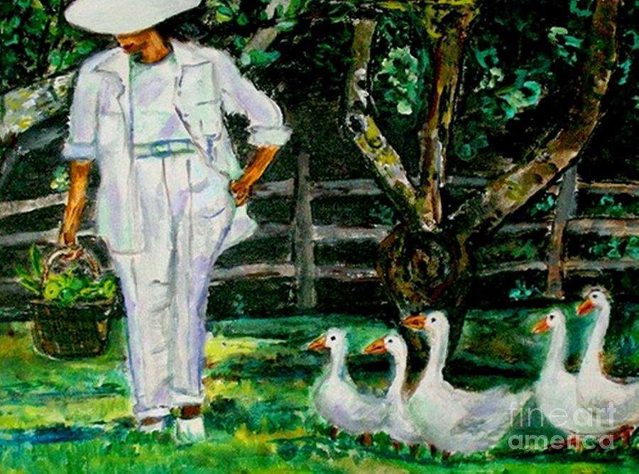 The Five Ducks #2 Painting by Helena Bebirian