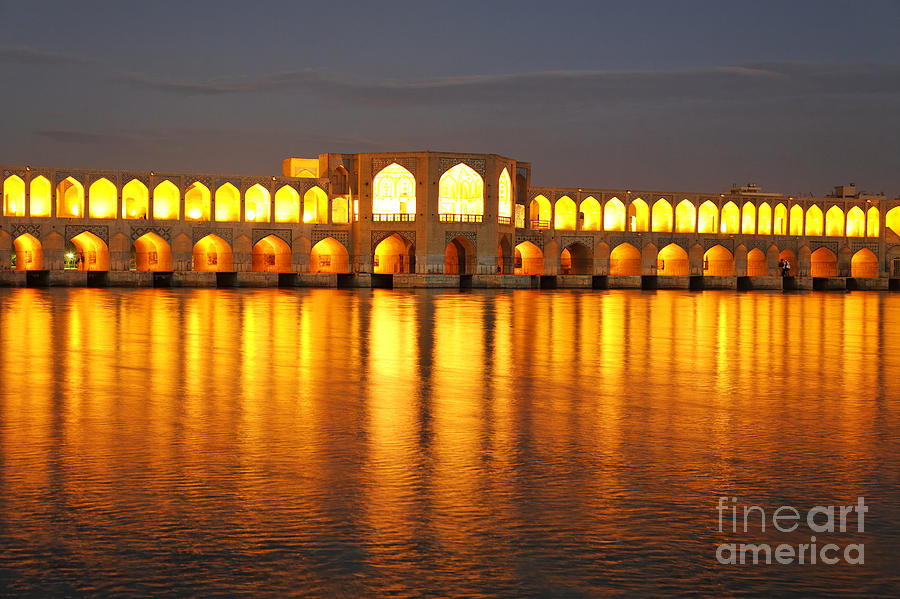The Khaju bridge over the River Zayandeh at Isfahan in Iran #2 Photograph by Robert Preston