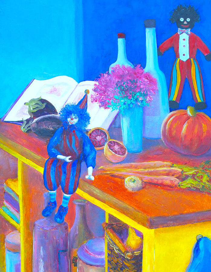 Pumpkin Painting - The Kitchen Bench #1 by Jan Matson