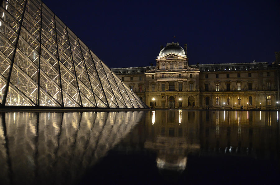 The Louvre Palace and the Pyramid at night #1 Photograph by RicardMN Photography
