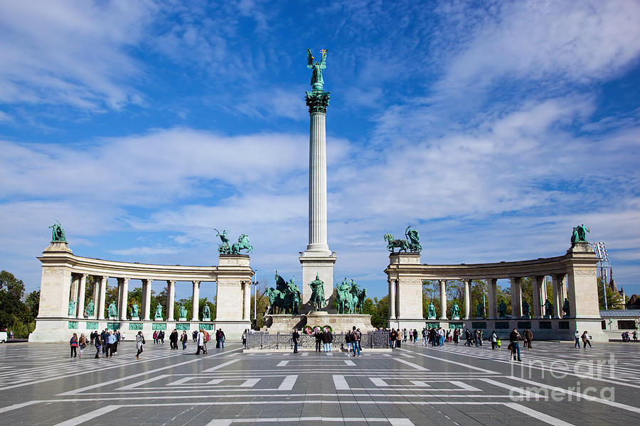 The Millennium Monument At Heroes Square. Budapest. Photograph