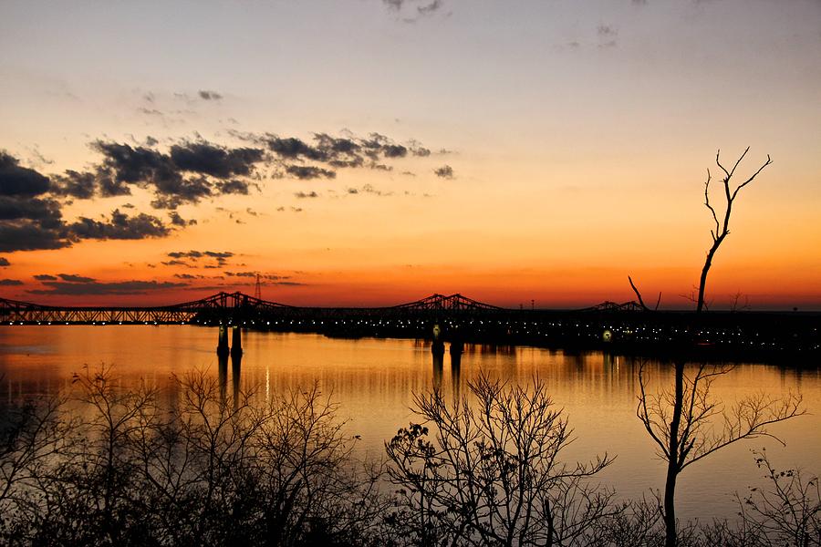 The Mississippi River Bridge at Natchez at sunset.  #2 Photograph by Jim Albritton