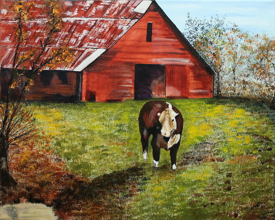 The Old Red Barn Painting by Denise Hills