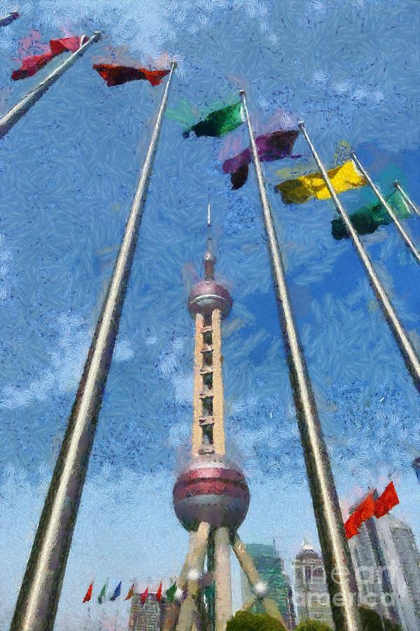 The Oriental Pearl Tower #1 Painting by George Atsametakis