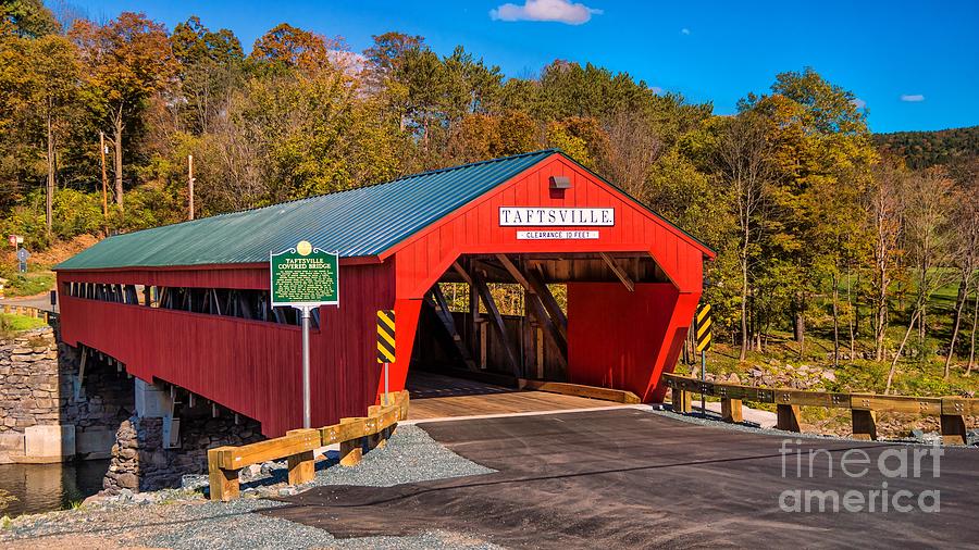 The rebuilt Taftsville Covered Bridge. #3 Photograph by New England Photography