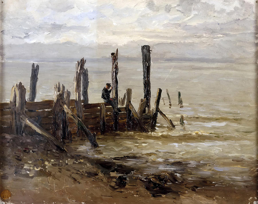 Boat Painting - The Sea at Villerville #2 by Carlos de Haes