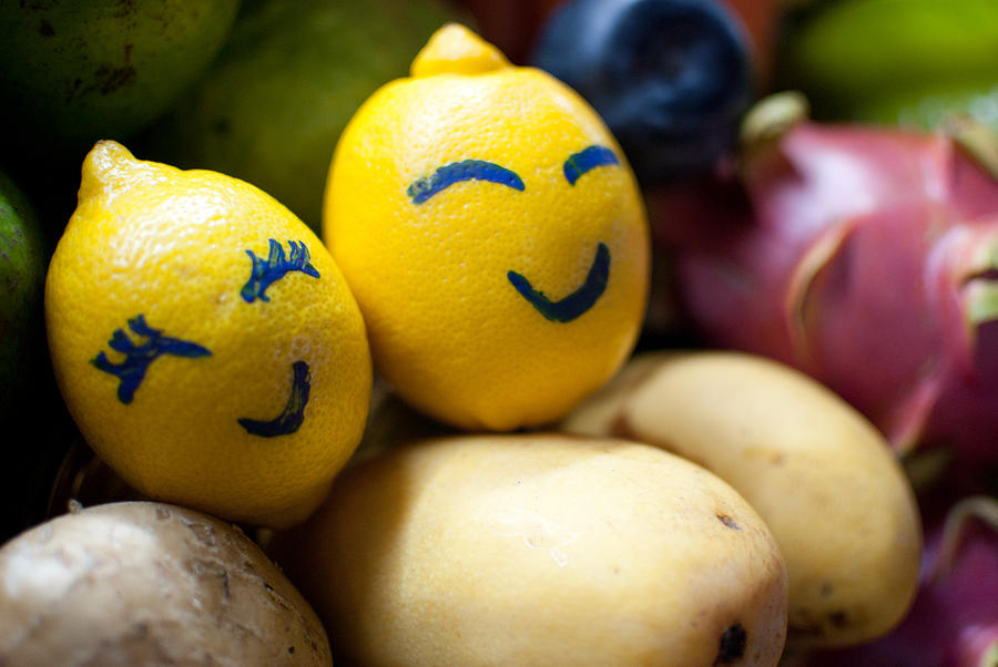 Fruit Photograph - The Smiling Lemons #2 by Mohd Shukur Jahar