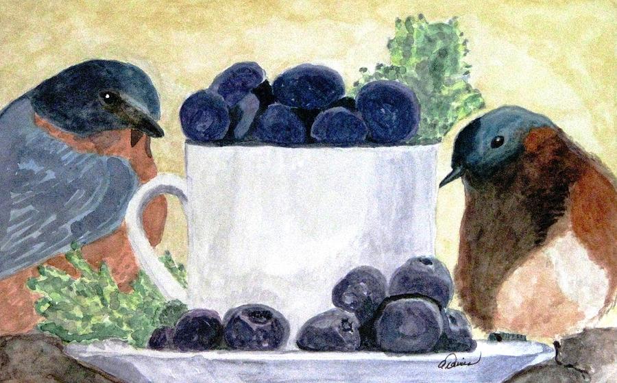 The Temptation Of Blueberries Painting by Angela Davies