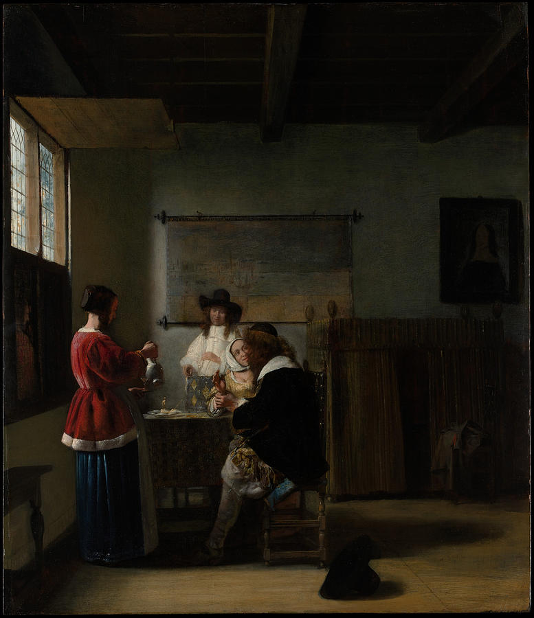 Pieter De Hooch Painting - The Visit #2 by Pieter de Hooch