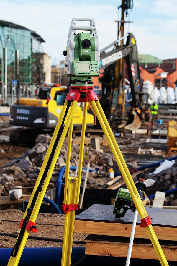 Theodolite On Construction Site #2 Photograph by Christian Lagerek/science Photo Library