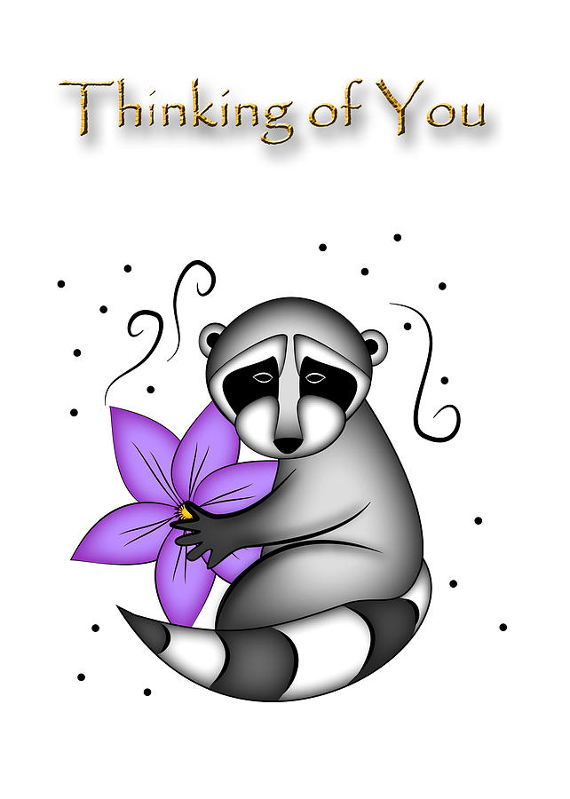 Candy Digital Art - Thinking of You Raccoon #2 by Jeanette K