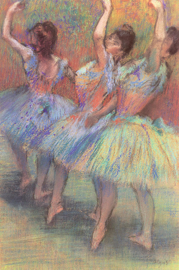 Edgar Degas Pastel - Three Dancers #2 by Edgar Degas