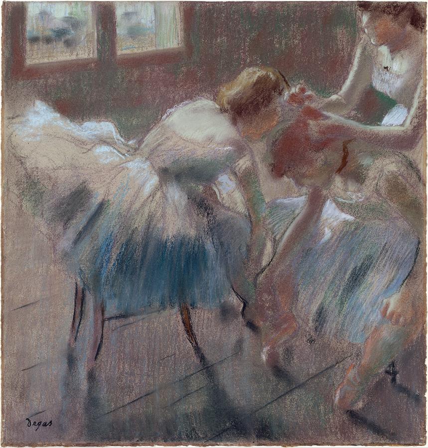 Three Dancers Preparing For Class Drawing by Edgar Degas - Fine Art America