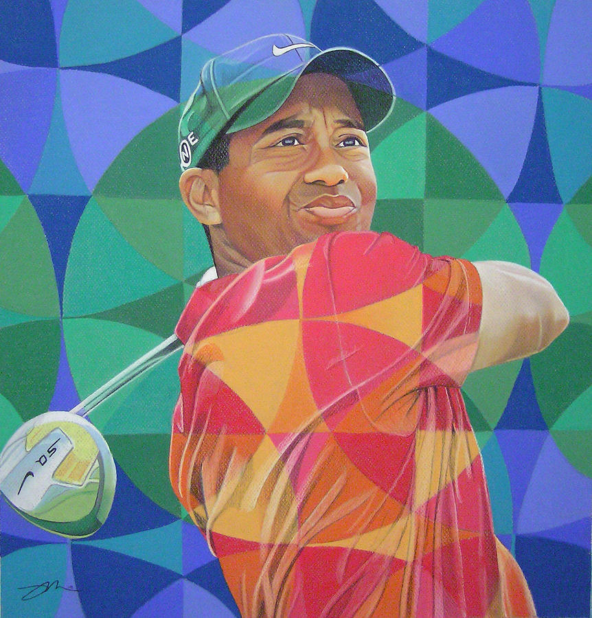 Tiger Woods Drawing by Joshua Morton