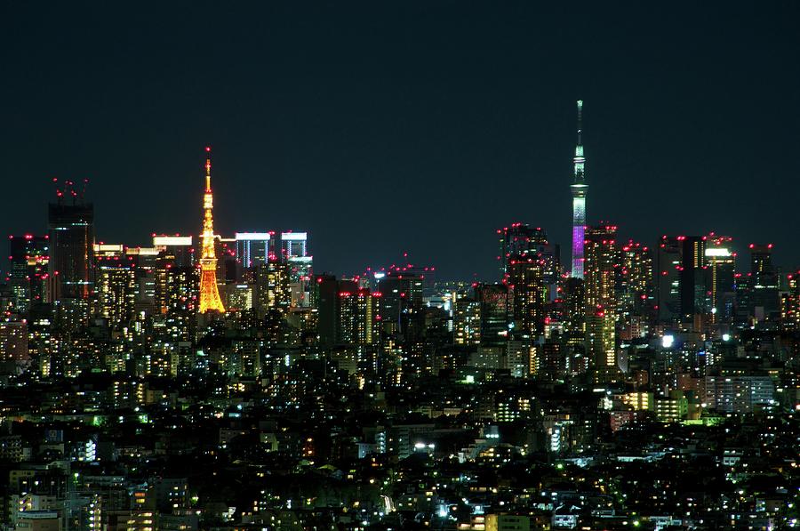 Tokyo Tower And Tokyo Skytree Photograph by Masakazu Ejiri - Fine Art ...