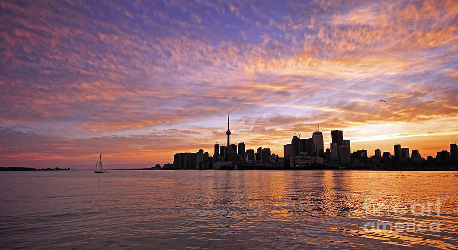 Sunset Photograph - Toronto Harbour Sunset #2 by Charline Xia