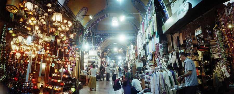 Architecture Photograph - Tourists In A Market, Grand Bazaar #2 by Panoramic Images